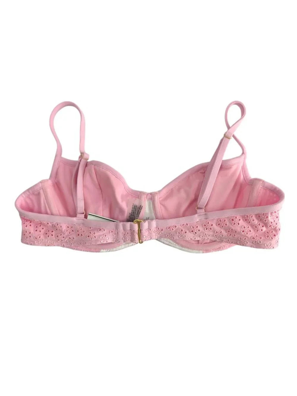 PINK X Frankies Bikinis Eyelet Bikini Set Pink Underwire Lace Cheeky Size L